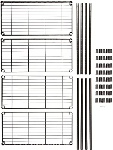 4-Shelf Adjustable, Heavy Duty Storage Shelving Unit (350 lbs Loading Capacity per Shelf), Steel Organizer Wire Rack, Black (36L x 14W x 54H)