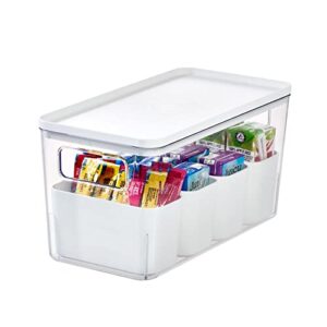 rosanna pansino x idesign recycled plastic kitchen storage bins, includes 1 large bin with lid and 4 small bins, marshmallow bins/marshmallow lid, 6” x 12” x 6”