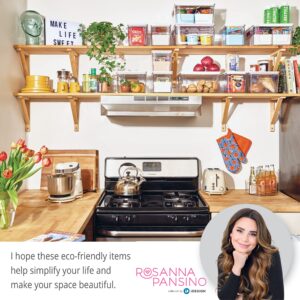 Rosanna Pansino x iDesign Recycled Plastic Kitchen Storage Bin with Lid, Clear Bin/Marshmallow Lid, 6” x 12” x 6”