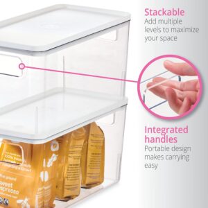 Rosanna Pansino x iDesign Recycled Plastic Kitchen Storage Bin with Lid, Clear Bin/Marshmallow Lid, 6” x 12” x 6”