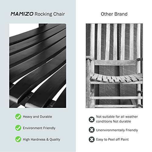 MAMIZO Wooden Rocking Chair Outdoor with High Back,Indoor, Oversized, Easy to Assemble for Garden,Lawn, Balcony, Backyard,Porch,Wooden Porch Rocker