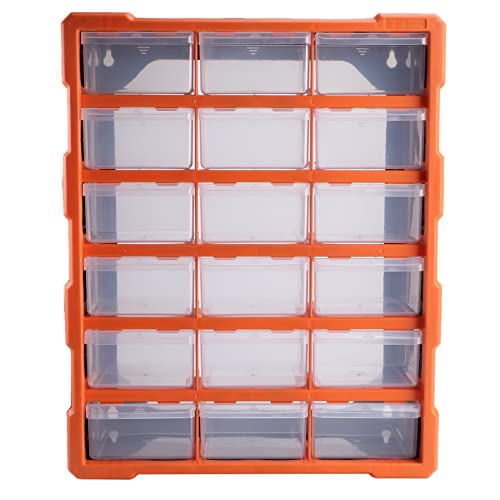 GANAZONO Plastic Parts Storage Hardware and Craft Cabinet Creative Drawer Storage Container 18 Drawer/Orange