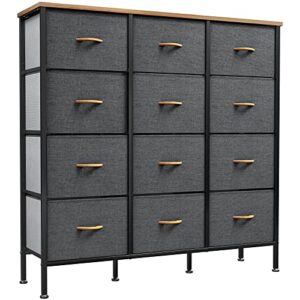 yitahome bedroom dressers with drawers - fabric dresser for closet, 12 drawer fabric dresser, living room, hallway, closets & nursery - sturdy steel frame, wooden top & easy pull fabric bins