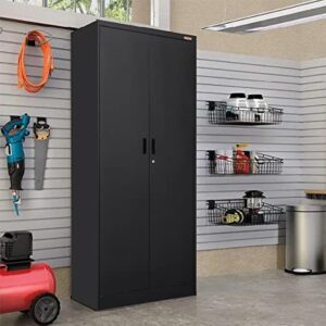 BESFUR Metal Storage Cabinet 71-inch Tall, Large Garage Locker with Adjustable Shelves & Locking Doors, Steel File Cabinet for Office, Pantry, Home (Black)