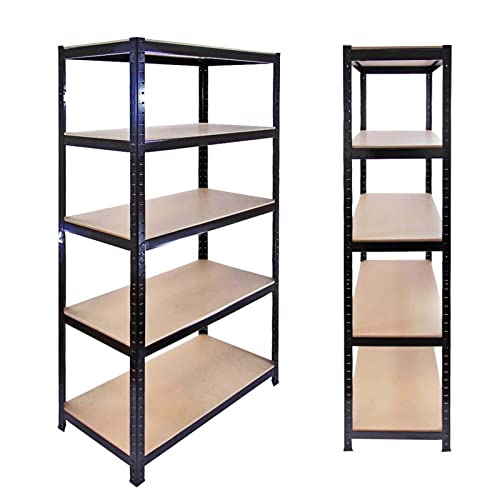 5-Shelf Adjustable Heavy Duty Storage Shelving Unit, Metal Steel Shelf Rack for Kitchen Garage Pantry Organization, Black (40 x 90 x 180cm)