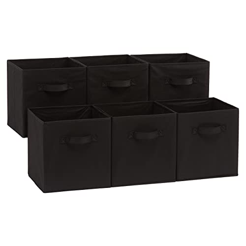 Amazon Basics 5-Shelf Storage Unit with Height Adjustable Shelves and Foldable Storage Cubes (6 Pack), Black