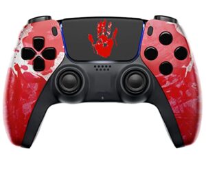 custom wireless un-modded pro controller compatible with ps5 exclusive unique design (bloody hands)