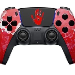 Custom Wireless UN-MODDED PRO Controller compatible with PS5 Exclusive Unique Design (Bloody Hands)