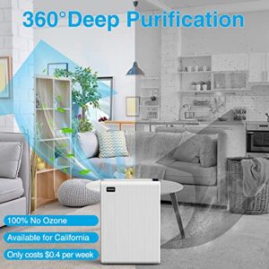 Air Purifiers for Home Large Room up to 1500ft², H13 HEPA Air Filter for Pets Hair Dander Smoke Pollen Dust, Ozone Free, Portable Air Purifiers for Bedroom Office Living Room, E-300L, White