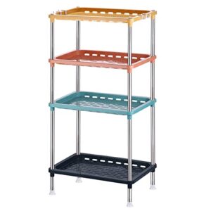 ruishetop 4-tier multicolor plastic storage rack easy assembly space saving for kitchen,laundry room,bathroom