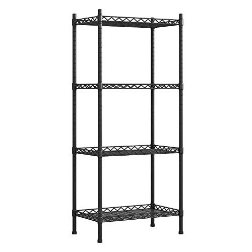 4-Shelf Adjustable Shelves Metal Storage Rack Adjustable Metal Storage Shelving Heavy Duty Storage Shelving (Black)