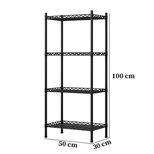 4-Shelf Adjustable Shelves Metal Storage Rack Adjustable Metal Storage Shelving Heavy Duty Storage Shelving (Black)