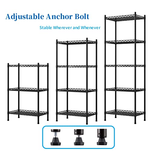 4-Shelf Adjustable Shelves Metal Storage Rack Adjustable Metal Storage Shelving Heavy Duty Storage Shelving (Black)