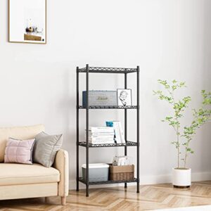 4-Shelf Adjustable Shelves Metal Storage Rack Adjustable Metal Storage Shelving Heavy Duty Storage Shelving (Black)