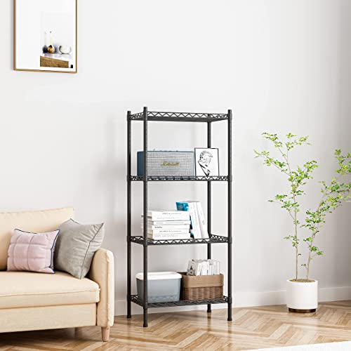 4-Shelf Adjustable Shelves Metal Storage Rack Adjustable Metal Storage Shelving Heavy Duty Storage Shelving (Black)