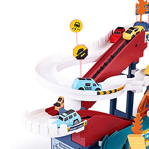 Toy Car Ramp Track Dinosaur Climbing Hills Railcar Colorful Vehicles Construction Play Set with 12 Mini Racer Cars and Track for Preschool Gifts Kids Ages 3 Years and Older (Dinosaur Hill)