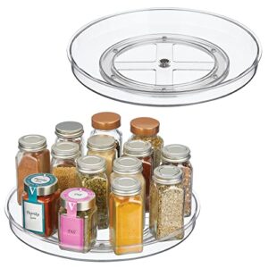 mdesign lazy susan turntable plastic spinner for kitchen/bathroom, pantry, fridge, cupboards, or counter organizing, fully rotating organizer for food, 11.5" round - lumiere collection - 2 pack, clear