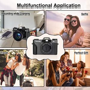 ISHARE Digital Camera for Photography 48MP Vlogging Camera, 4K Video Camera for YouTube with WiFi, 3.0 Inch Flip Screen, 16X Digital Zoom Camcorder with 32GB Micro Card