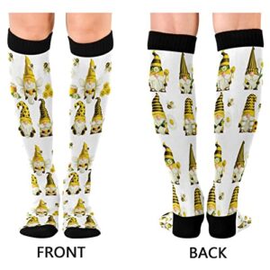 Fisyme Cute Gnomes Bee Socks for Women Men, Warm Comfort Athletic Crew Running Hiking Cycling Compression Socks 1 pieces