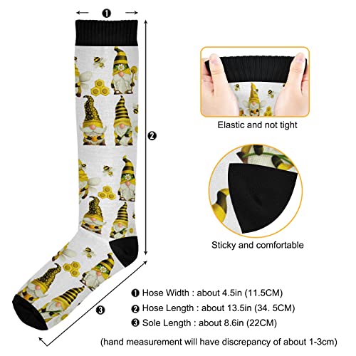 Fisyme Cute Gnomes Bee Socks for Women Men, Warm Comfort Athletic Crew Running Hiking Cycling Compression Socks 1 pieces