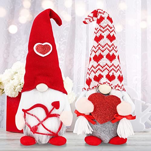 LYLYFAN Valentines Gnome Plush Valentines Day Gnomes Decor 2PCS Mr and Mrs Swedish Tomte Gnome Valentine Gifts for Valentine's Day Decorations