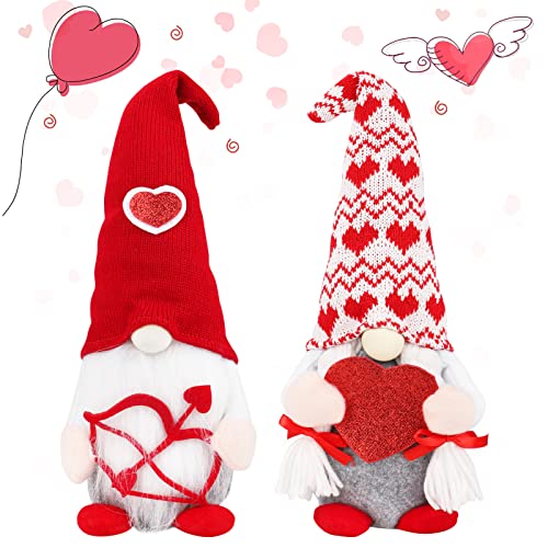 LYLYFAN Valentines Gnome Plush Valentines Day Gnomes Decor 2PCS Mr and Mrs Swedish Tomte Gnome Valentine Gifts for Valentine's Day Decorations