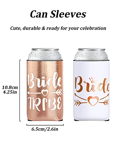 Bachelorette Party Decorations-1 White Bride Wedding Can Cooler and 10 Rose Gold Bride Tribe Can Coolers Bachelorette Party Supplies for Wedding,Bridal Shower Party, Bride Tribe Gifts (11pcs)