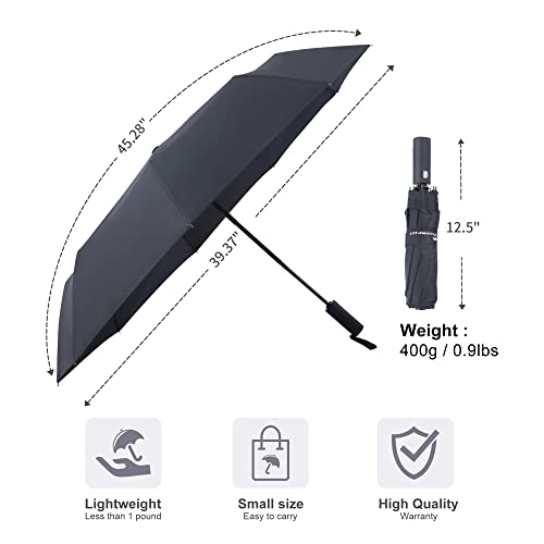 SY COMPACT Travel Umbrella 2 PACKS Automatic Windproof Folding Compact Umbrellas (Black + Blue)