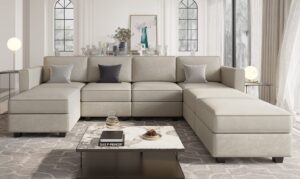 belffin modular sectional sofa u shaped sectional couch with reversible chaises velvet modular sofa with storage seat grey