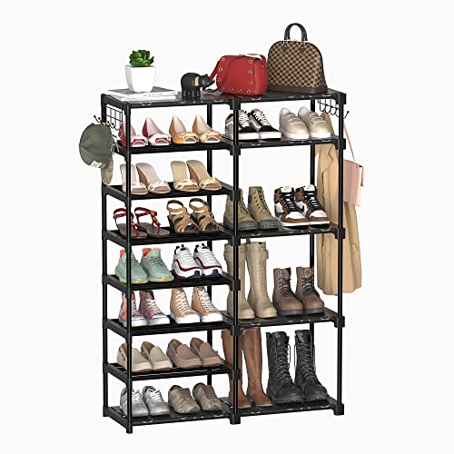 TIMEBAL 8-Tier Shoe Rack Storage Organizer, 25-28 Pairs Shoes Shelf Organizer, Removable & Dust Large Stackable Shoe Rack for Boot & Shoe Storage