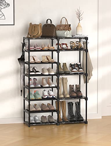 TIMEBAL 8-Tier Shoe Rack Storage Organizer, 25-28 Pairs Shoes Shelf Organizer, Removable & Dust Large Stackable Shoe Rack for Boot & Shoe Storage