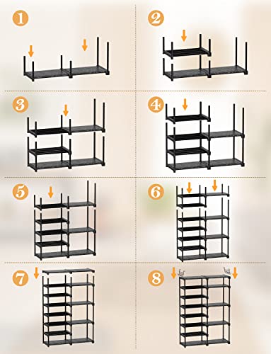 TIMEBAL 8-Tier Shoe Rack Storage Organizer, 25-28 Pairs Shoes Shelf Organizer, Removable & Dust Large Stackable Shoe Rack for Boot & Shoe Storage