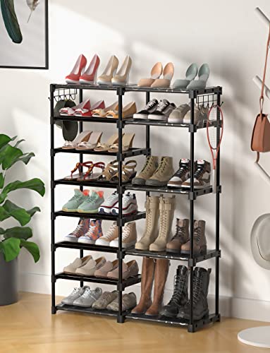 TIMEBAL 8-Tier Shoe Rack Storage Organizer, 25-28 Pairs Shoes Shelf Organizer, Removable & Dust Large Stackable Shoe Rack for Boot & Shoe Storage