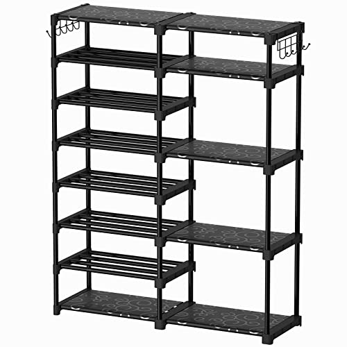 TIMEBAL 8-Tier Shoe Rack Storage Organizer, 25-28 Pairs Shoes Shelf Organizer, Removable & Dust Large Stackable Shoe Rack for Boot & Shoe Storage