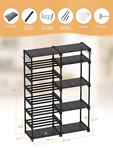 TIMEBAL 8-Tier Shoe Rack Storage Organizer, 25-28 Pairs Shoes Shelf Organizer, Removable & Dust Large Stackable Shoe Rack for Boot & Shoe Storage