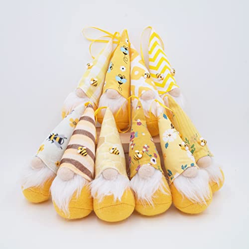 Lerrio & Bifeen 10PCS Bee Day Gnome Ornaments Set, Bee Day Home Decorations Accessories, Swedish Elf Hanging Velvet Gnomes Plush Ornament Spring Decor