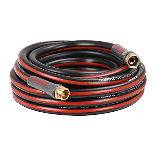 YAMATIC Medium Duty Garden Hose 25 ft, 300psi All-Weather Water Hose, 5/8 inch Outdoor Hose with Solid Brass Connector for Home Watering Needs