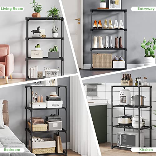 TABIGER 47.3" Storage Shelves Unit, Closet Wire Shelving for Storage with 4 Tier Metal DIY Stackable Shelves, Closet Shelving for Kitchen Bedroom Laundry Room Living Room, 25.6" W x 15.8" D x 47.3" H