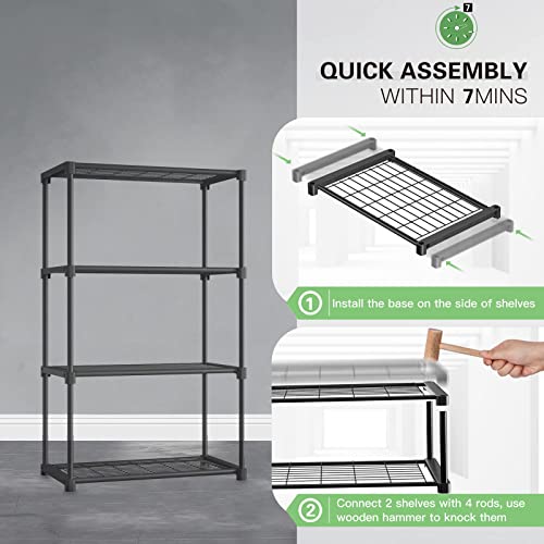 TABIGER 47.3" Storage Shelves Unit, Closet Wire Shelving for Storage with 4 Tier Metal DIY Stackable Shelves, Closet Shelving for Kitchen Bedroom Laundry Room Living Room, 25.6" W x 15.8" D x 47.3" H