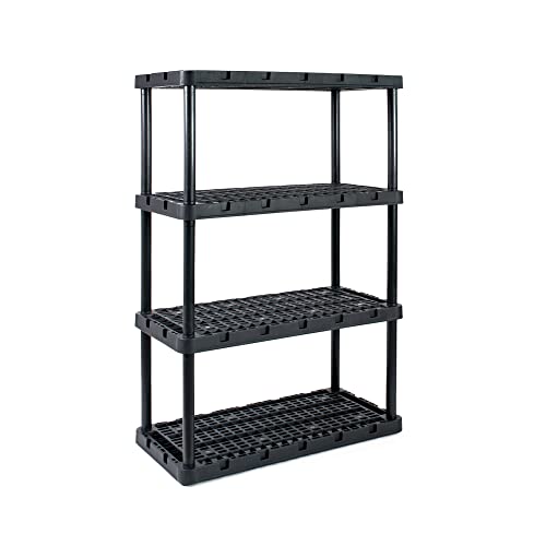 Gracious Living 4 Shelf Knect-A-Shelf Ventilated Heavy Duty Storage Unit 36 x 18 x 54.5 Organizer System for Home, Garage, Basement & Laundry, Black