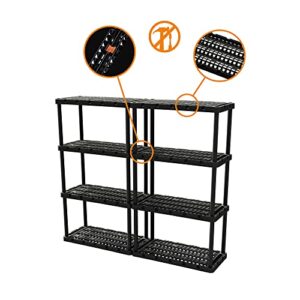 Gracious Living 4 Shelf Knect-A-Shelf Ventilated Heavy Duty Storage Unit 36 x 18 x 54.5 Organizer System for Home, Garage, Basement & Laundry, Black