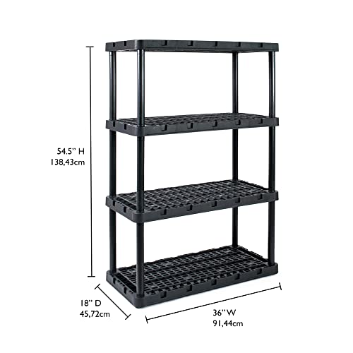 Gracious Living 4 Shelf Knect-A-Shelf Ventilated Heavy Duty Storage Unit 36 x 18 x 54.5 Organizer System for Home, Garage, Basement & Laundry, Black