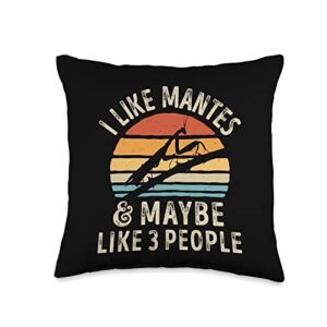 praying mantis gifts co. i like mantes and maybe 3 people praying mantis bug insect throw pillow, 16x16, multicolor
