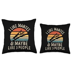 Praying Mantis Gifts Co. I Like Mantes and Maybe 3 People Praying Mantis Bug Insect Throw Pillow, 16x16, Multicolor