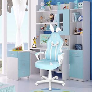 JOYFLY Gaming Computer Chair for Girls Teens, Ergonomic PC Office Kawaii Gamer Chair with Lumbar Support for Women（Light Blue）