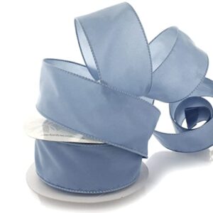 ribbon traditions 2.5" wired suede velvet ribbon dusty blue - 10 yards