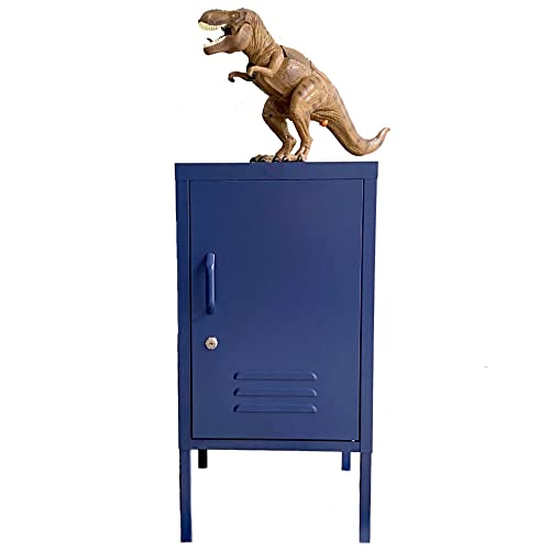 Eden & Co Locker End Table, Metal Storage Cabinet, Perfect for use as Tall Nightstand, Side Table, Bedside Table, Kids Nightstands & Office Storage (27.6"x13.75"x16.1") (Navy, Locker)