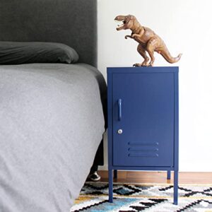 Eden & Co Locker End Table, Metal Storage Cabinet, Perfect for use as Tall Nightstand, Side Table, Bedside Table, Kids Nightstands & Office Storage (27.6"x13.75"x16.1") (Navy, Locker)