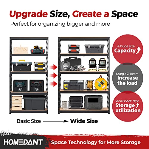 HOMEDANT Z-beam 5 Tier Laminated Heavy Duty Garage Storage Adjustable Wide Size Metal Shelving Unit Utility Rack Shelves Organization Multipurpose Shelf Shed Warehouse 47.7"W x 24.1"D x 71.3"H 1Pack