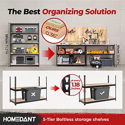 HOMEDANT Z-beam 5 Tier Laminated Heavy Duty Garage Storage Adjustable Wide Size Metal Shelving Unit Utility Rack Shelves Organization Multipurpose Shelf Shed Warehouse 47.7"W x 24.1"D x 71.3"H 1Pack